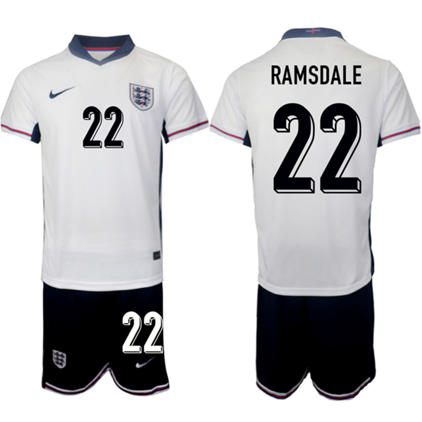 Men's White England #22 Aaron Ramsdale 2024-25 Home Soccer Jersey Suit